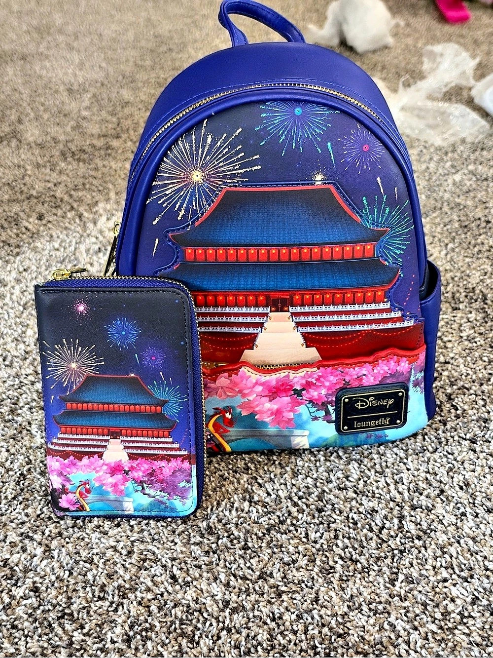 Disney Loungefly Mulan Backpack & Matching WalletBlue